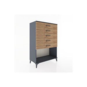 Hyperion Dolap 5 Çekmeceli 88x44x134 Antrasit-çam