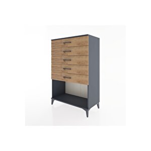 Hyperion Dolap 5 Çekmeceli 88x44x134 Antrasit-çam