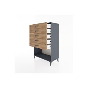Hyperion Dolap 5 Çekmeceli 88x44x134 Antrasit-çam