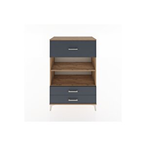 Hyperion Dolap 2 Raflı 3 Çekmeceli 88x44x134 Çam-antrasit
