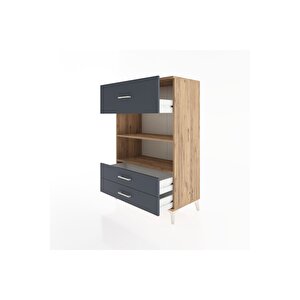 Hyperion Dolap 2 Raflı 3 Çekmeceli 88x44x134 Çam-antrasit