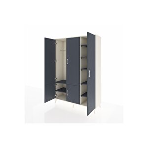 Hyperion Gardrop 7 Raflı 5 Kapaklı Tek Askılı 132x44x195 Aytaşı-antrasit