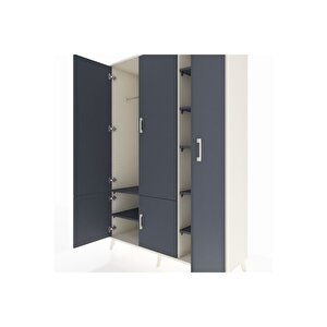 Hyperion Gardrop 7 Raflı 5 Kapaklı Tek Askılı 132x44x195 Aytaşı-antrasit