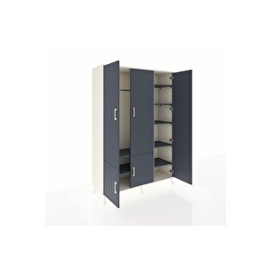 Hyperion Gardrop 7 Raflı 5 Kapaklı Tek Askılı 132x44x195 Aytaşı-antrasit