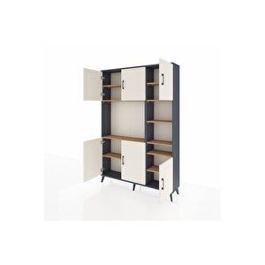 Arges Dolap 10 Raflı 6 Kapaklı 132x30x195 Antrasit-aytaşı/çam