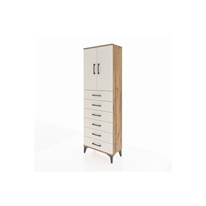 Arges Dolap 2 Raflı 6 Çekmeceli 2 Kapaklı 60x30x182 Çam-aytaşı