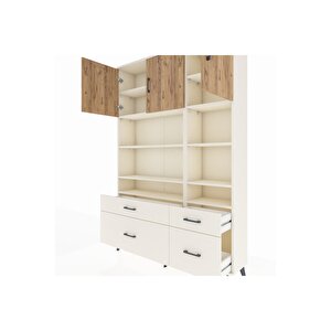 Arges Dolap 10 Raflı 4 Çekmeceli 3 Kapaklı 132x30x195 Aytaşı-çam/aytaşı