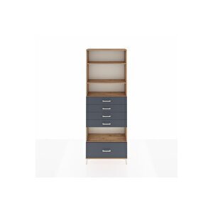 Arges Dolap 4 Raflı 5 Çekmeceli 88x30x243 Çam-antrasit