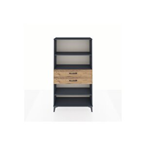 Arges Dolap 3 Raflı 2 Çekmeceli 88x30x163 Antrasit-çam