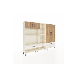 Arges Dolap 12 Raflı 4 Çekmeceli 4 Kapaklı 220x30x163 Aytaşı-çam/aytaşı