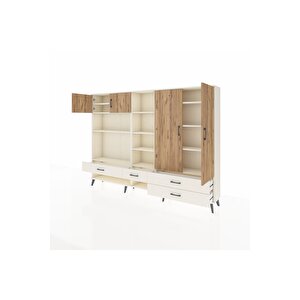 Arges Dolap 12 Raflı 4 Çekmeceli 4 Kapaklı 220x30x163 Aytaşı-çam/aytaşı
