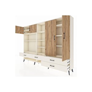 Arges Dolap 12 Raflı 4 Çekmeceli 4 Kapaklı 220x30x163 Aytaşı-çam/aytaşı