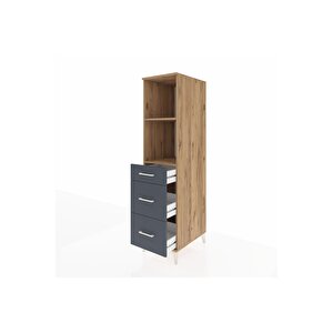 Kronos Dolap 2 Raflı 3 Çekmeceli 44x59x182 Çam-antrasit