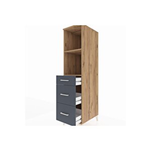 Kronos Dolap 2 Raflı 3 Çekmeceli 44x59x182 Çam-antrasit