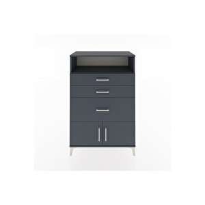 Hyperion Dolap Tek Raflı 3 Çekmeceli 2 Kapaklı 88x44x134 Antrasit-antrasit