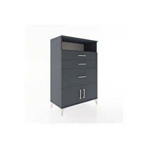 Hyperion Dolap Tek Raflı 3 Çekmeceli 2 Kapaklı 88x44x134 Antrasit-antrasit