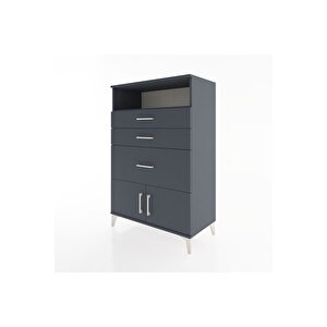 Hyperion Dolap Tek Raflı 3 Çekmeceli 2 Kapaklı 88x44x134 Antrasit-antrasit