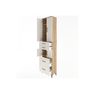Arges Dolap 4 Raflı 4 Çekmeceli 4 Kapaklı 60x30x243 Çam-aytaşı