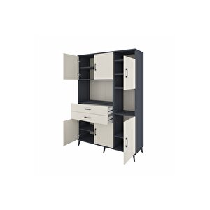 Hyperion Gardrop 9 Raflı 2 Çekmeceli 6 Kapaklı 132x44x195 Antrasit-aytaşı