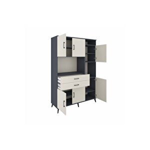 Hyperion Gardrop 9 Raflı 2 Çekmeceli 6 Kapaklı 132x44x195 Antrasit-aytaşı