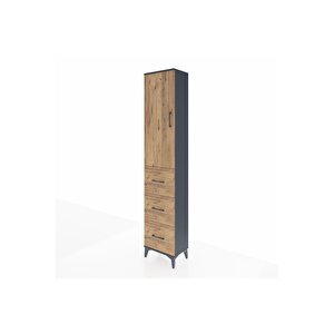 Arges Dolap 2 Raflı 3 Çekmeceli Tek Askılı 44x30x221 Antrasit-çam