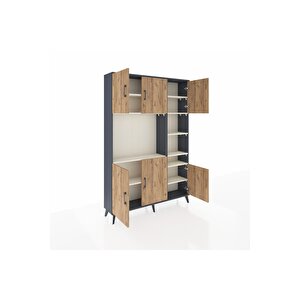 Arges Dolap 10 Raflı 6 Kapaklı 132x30x195 Antrasit-çam/aytaşı