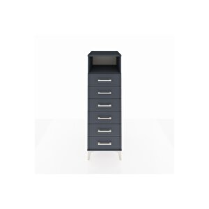 Kronos Dolap Tek Raflı 6 Çekmeceli 44x59x134 Antrasit-antrasit
