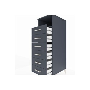 Kronos Dolap Tek Raflı 6 Çekmeceli 44x59x134 Antrasit-antrasit