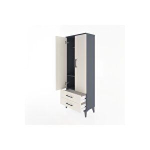 Arges Dolap 2 Raflı 2 Çekmeceli Tek Askılı 60x30x163 Antrasit-aytaşı