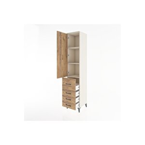 Hyperion Dolap 3 Raflı 4 Çekmeceli Tek Kapaklı 44x44x221 Aytaşı-çam