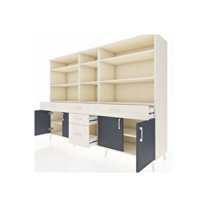 Hyperion Dolap 11 Raflı 5 Çekmeceli 4 Kapaklı 220x44x163 Aytaşı-antrasit/aytaşı