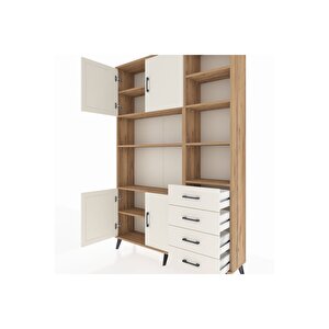 Arges Gardrop 9 Raflı 4 Çekmeceli 4 Kapaklı 132x30x195 Çam-aytaşı