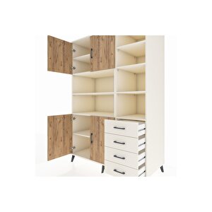 Kronos Dolap 9 Raflı 4 Çekmeceli 4 Kapaklı 132x59x195 Aytaşı-çam/aytaşı