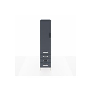 Hyperion Dolap 2 Raflı 4 Çekmeceli Tek Askılı 44x44x195 Antrasit-antrasit