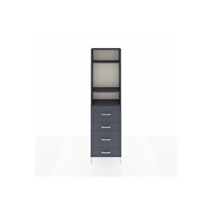 Arges Dolap 3 Raflı 4 Çekmeceli 60x30x221 Antrasit-antrasit