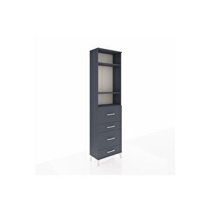 Arges Dolap 3 Raflı 4 Çekmeceli 60x30x221 Antrasit-antrasit