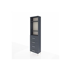 Arges Dolap 3 Raflı 4 Çekmeceli 60x30x221 Antrasit-antrasit