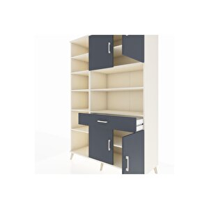 Hyperion Gardrop 10 Raflı Tek Çekmeceli 4 Kapaklı 132x44x195 Aytaşı-antrasit