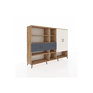 Hyperion Dolap 10 Raflı 2 Çekmeceli 2 Kapaklı 220x44x163 Çam-aytaşı/antrasit