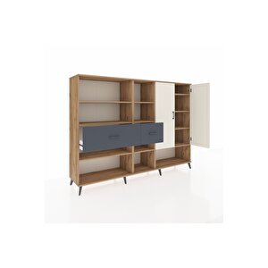 Hyperion Dolap 10 Raflı 2 Çekmeceli 2 Kapaklı 220x44x163 Çam-aytaşı/antrasit