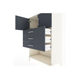 Hyperion Dolap Tek Raflı 3 Çekmeceli 2 Kapaklı 88x44x134 Aytaşı-antrasit