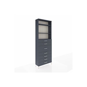 Arges Dolap 3 Raflı 7 Çekmeceli 88x30x243 Antrasit-antrasit