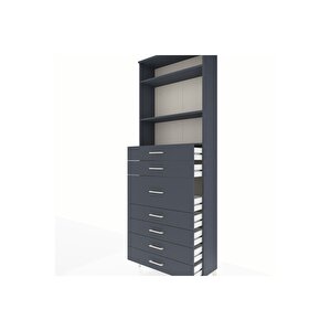 Arges Dolap 3 Raflı 7 Çekmeceli 88x30x243 Antrasit-antrasit