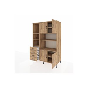 Kronos Dolap 8 Raflı 4 Çekmeceli 4 Kapaklı 132x59x195 Çam-çam/çam