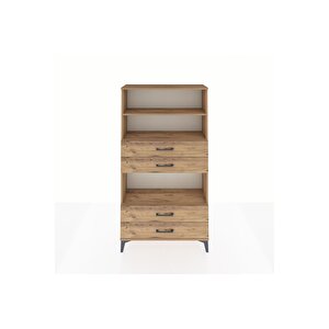 Arges Dolap 3 Raflı 4 Çekmeceli 88x30x163 Çam-çam