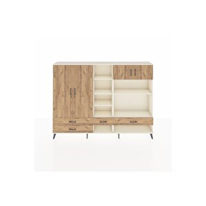 Arges Dolap 12 Raflı 4 Çekmeceli 4 Kapaklı 220x30x163 Aytaşı-çam