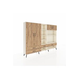 Arges Dolap 12 Raflı 4 Çekmeceli 4 Kapaklı 220x30x163 Aytaşı-çam