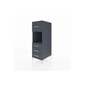 Kronos Dolap Tek Raflı 4 Çekmeceli 44x59x134 Antrasit-antrasit