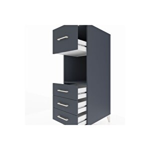 Kronos Dolap Tek Raflı 4 Çekmeceli 44x59x134 Antrasit-antrasit