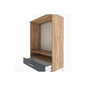 Hyperion Dolap 2 Raflı Tek Çekmeceli Tek Askılı 88x44x134 Çam-antrasit